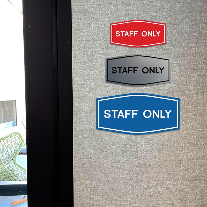 All Quality Fancy Staff Only Wall or Door Sign - Durable Material | Keep Visitors and Guests Safe (Brushed Silver) - Small (1 Pack) - Image 3